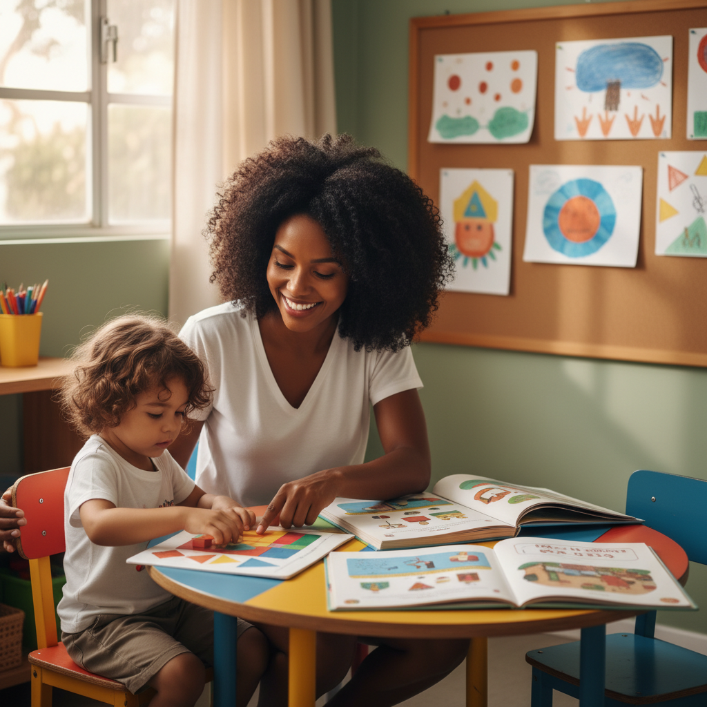 Prô Priscilla em aula com aluno